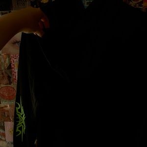 Oversized Black hoodie with neon green designs